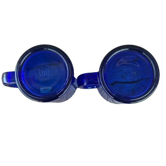 Vintage Cobalt Blue Glass Mug Set Marked BL - Picture 7 of 13
